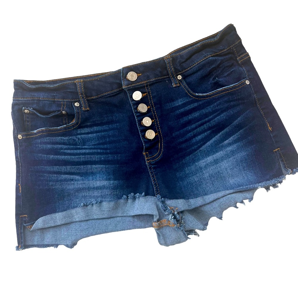 Indigo Dark Denim Button Up Shorts Size Jr. 15